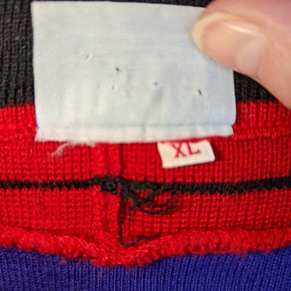 Meister Vintage 80's Sweater Apres Ski 1/4 Zip Mock Neck Men's Unisex XL - Picture 4 of 9